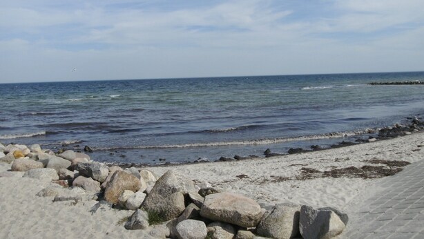 A beach with a rocky shoreline and a clear view of the ocean. - Apartment with terrace and best conditions for restful sleep (Dahme)