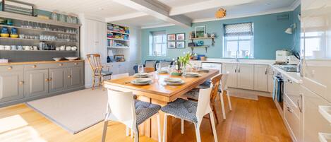 Microwave, dishwasher, coffee/tea maker, highchair
