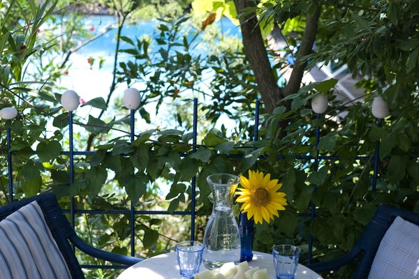 Ferienwohnung La Pipo in der Villa La Rogaia: Balkon mit Blick auf den Pool