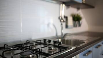 Fridge, oven, stovetop, high chair