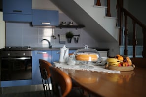 Fridge, oven, stovetop, high chair