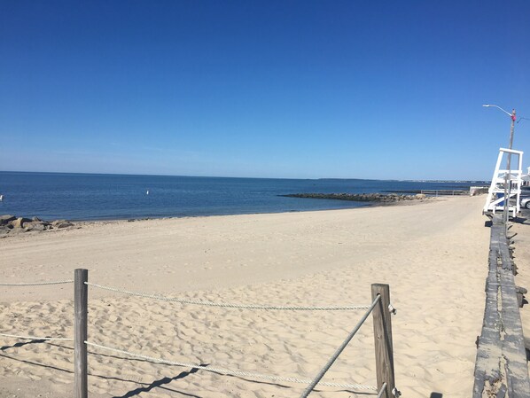 Beach nearby, sun loungers