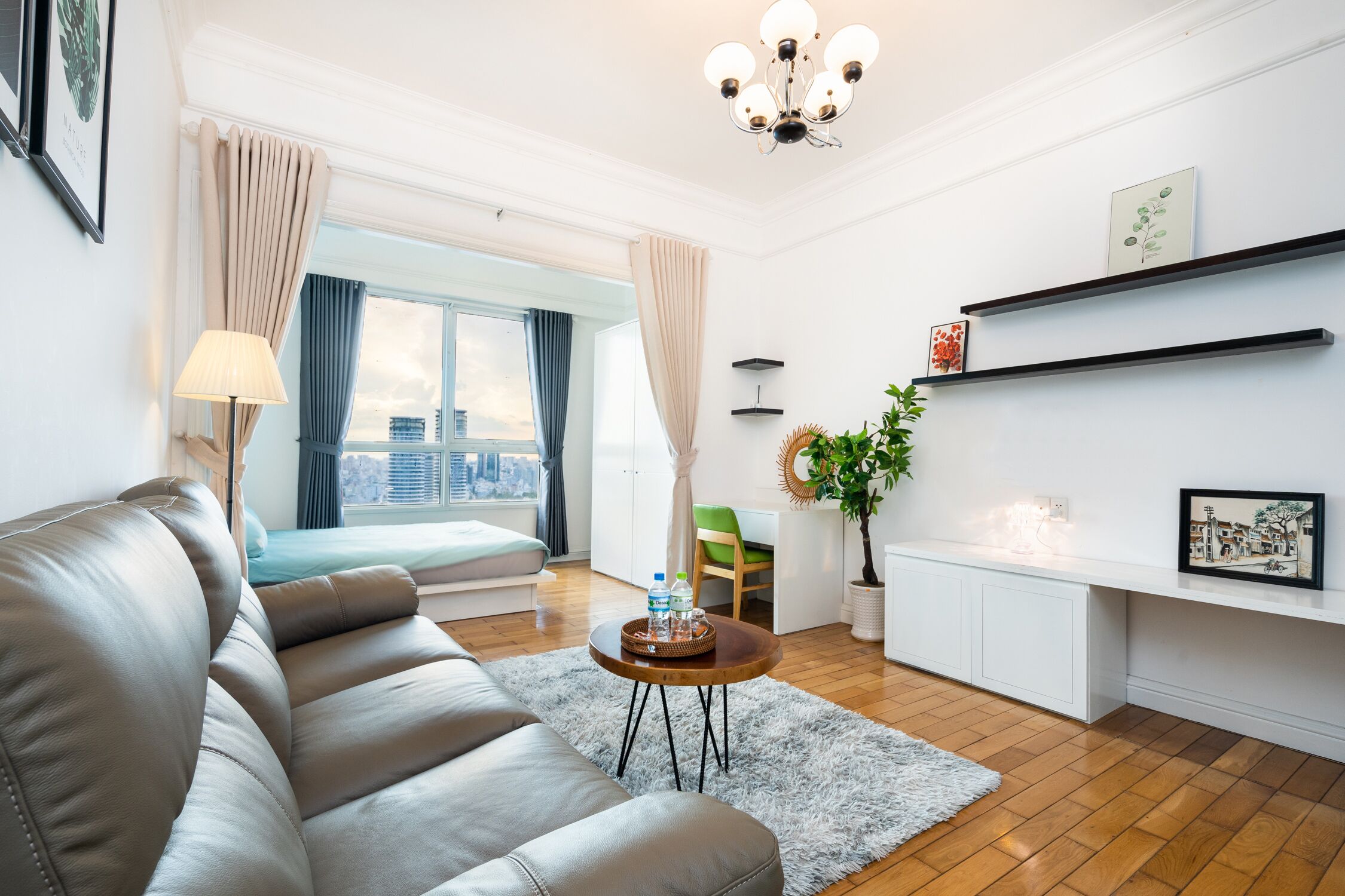 Individually furnished, desk, laptop workspace, blackout curtains