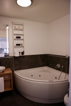 Appartement | Salle de bain | Sèche-cheveux, serviettes fournies, savon, shampoing