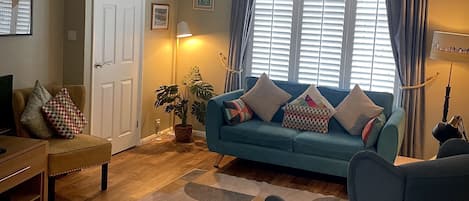 Smart TV, DVD player, books, video library