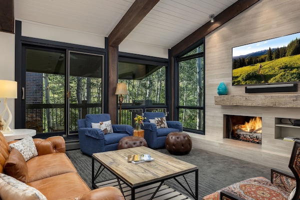 TV, fireplace, DVD player, stereo