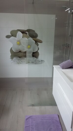 Dusche, Haartrockner, Bidet, Handtücher