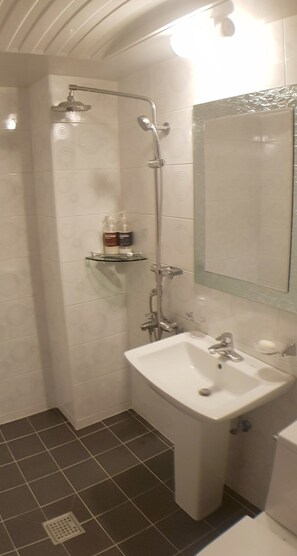 Regadera, amenidades de baño gratuitas, secadora de cabello, toallas 