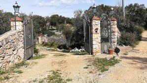 A gated entrance with stone pillars and metal gates, surrounded by a gravel path and greenery. - VILLA CYCAS relaxation between sea and nature (Itri)