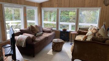 TV, fireplace, DVD player, video library