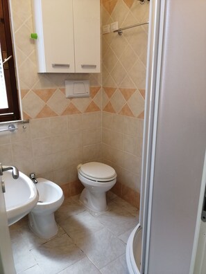 Dusche, Haartrockner, Bidet, Handtücher