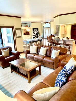 TV, fireplace, DVD player, books