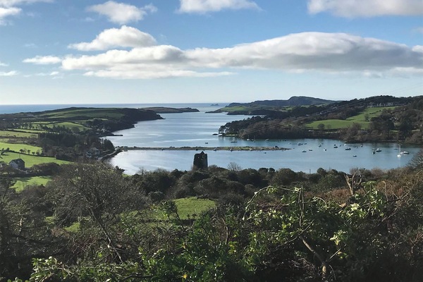 a view of castle haven harbour from a nearby scenic spot popular with walkers
