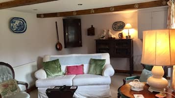 Smart TV, fireplace, DVD player, books