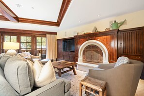 TV, fireplace, printers