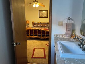 Combined shower/bathtub, hair dryer, towels, soap - Park N Walk Location ... Top Floor (Angel Fire)