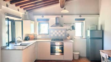 Fridge, oven, stovetop, coffee/tea maker