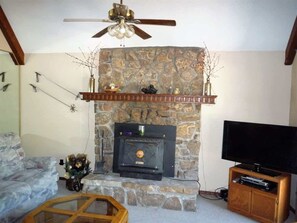 TV, fireplace, offices