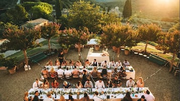 Outdoor banquet area