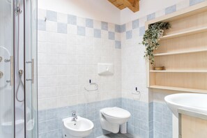 Dusche, Haartrockner, Bidet, Handtücher