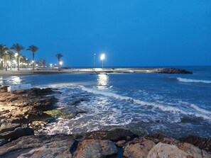 ビーチの近く、サンラウンジャー