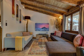 Televisión, chimenea y reproductor de DVD 