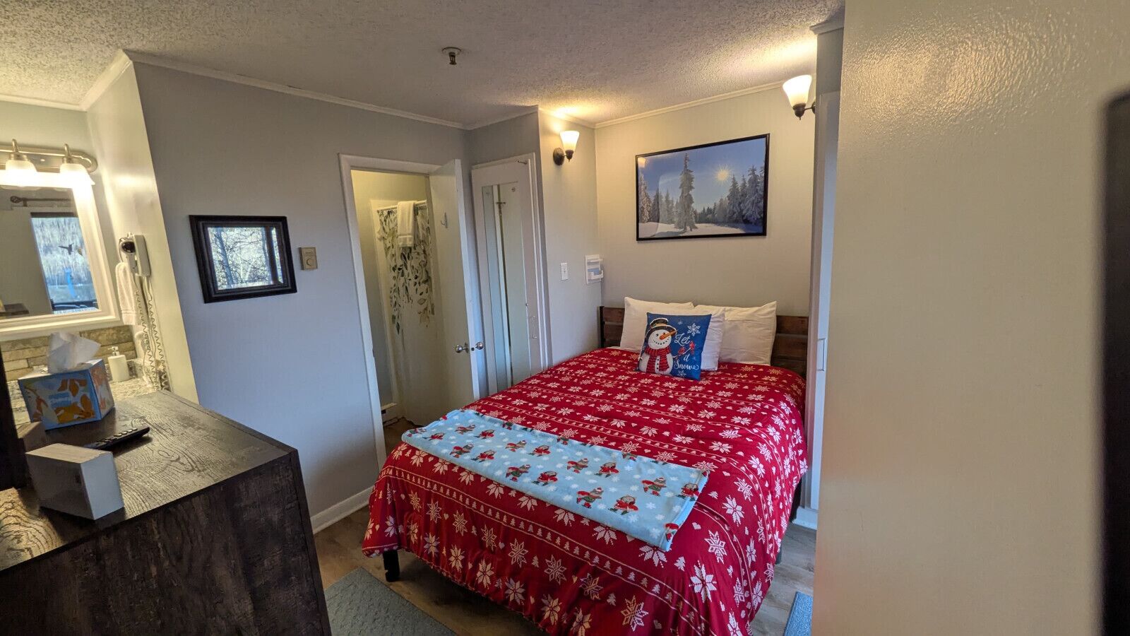 3 bedrooms, memory foam beds, desk, iron/ironing board