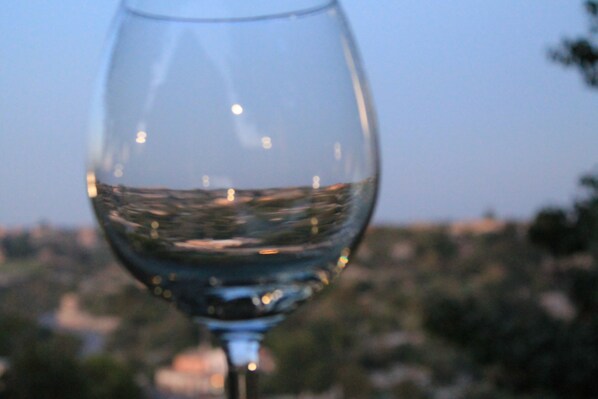 A close-up of a wine glass with a blurred background. - Terrace On the Park - "Carretteria" (modica)