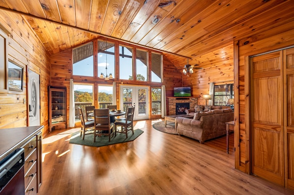 TV, fireplace, DVD player