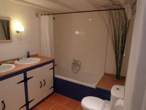 Hair dryer, towels, toilet paper