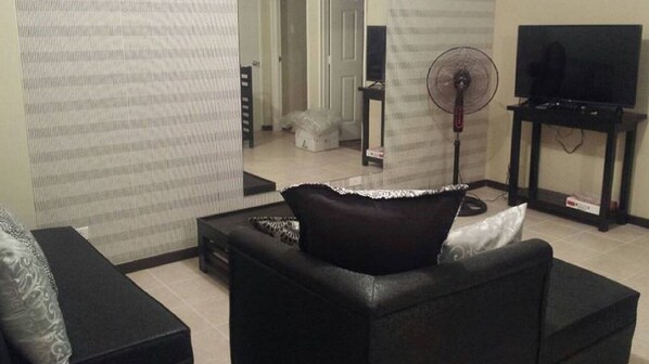 Flat-screen TV, DVD player