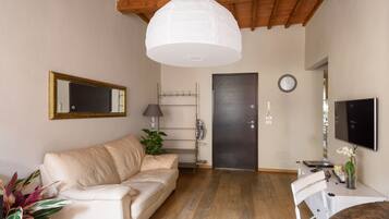 TV, books, music library, stereo