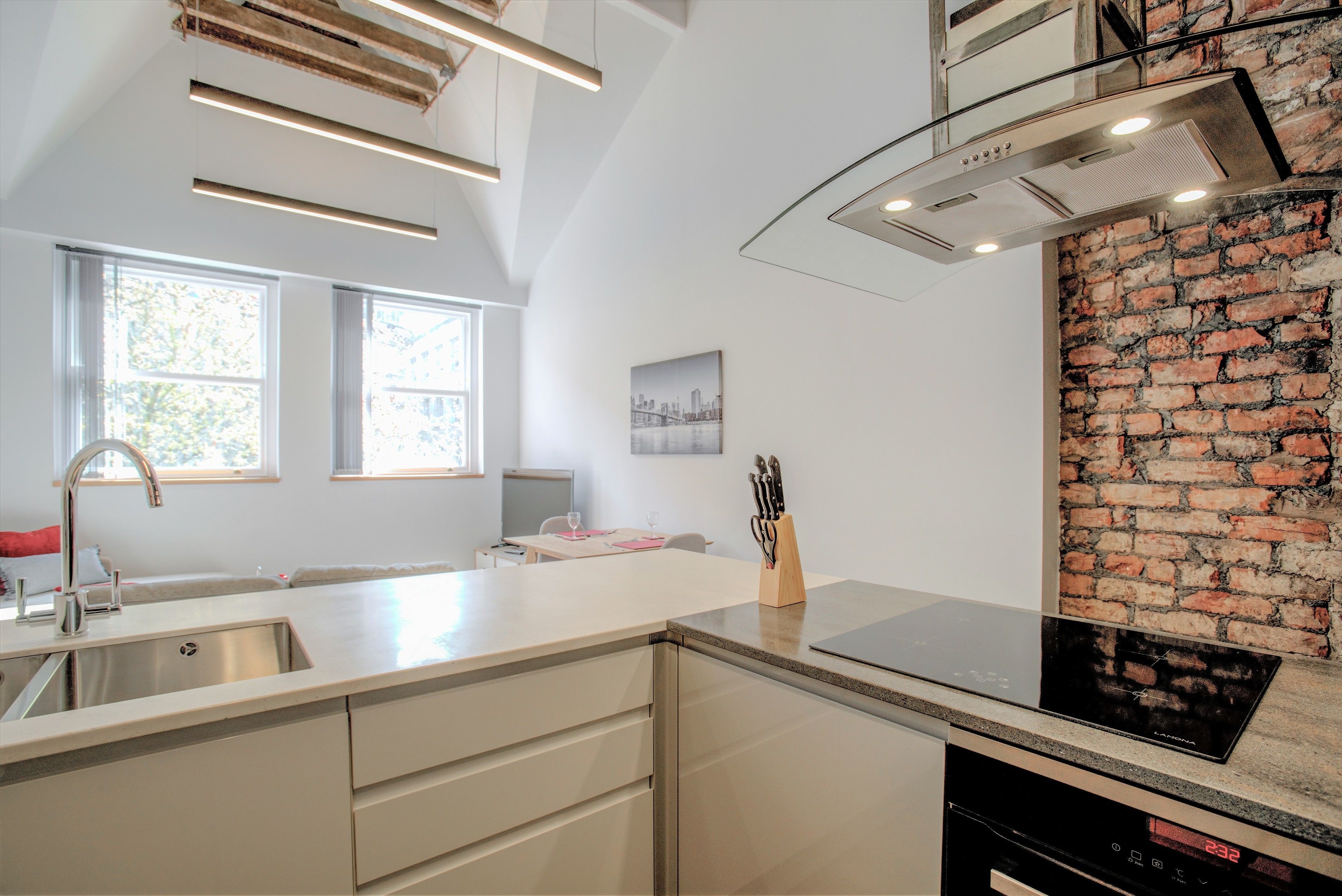 Luxury Apartment (17) | Private kitchen | Full-sized fridge, microwave, oven, stovetop