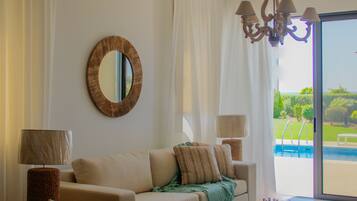 Luxury Villa, 3 Bedrooms, Private Pool, Garden View | Living area | 40-inch LCD TV with satellite channels, TV