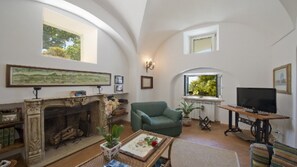 TV, fireplace
