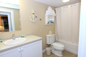 Ensemble douche/baignoire, sèche-cheveux, serviettes fournies