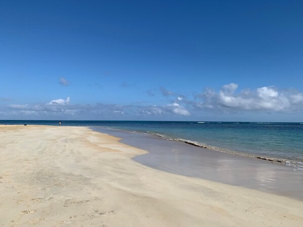 On the beach, beach towels