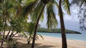 On the beach, beach towels