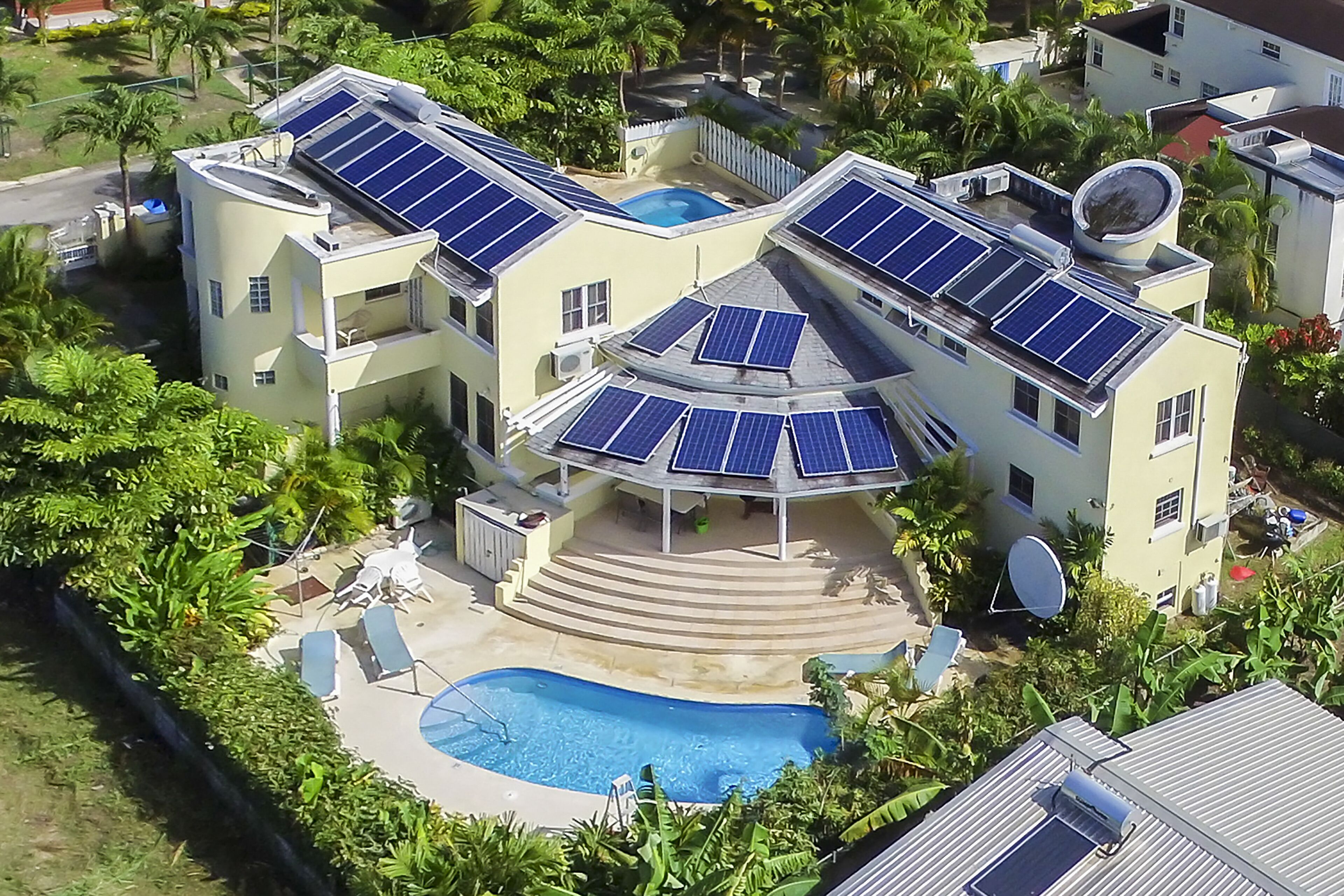 modern home with a private pool; holetown