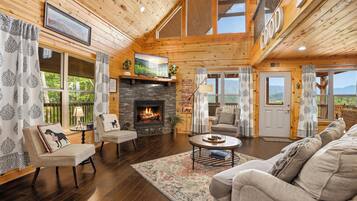 Smart TV, fireplace, video games, DVD player