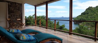 Secluded villa overlooking black sand beach