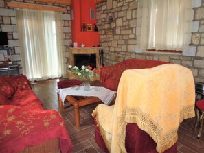TV, fireplace