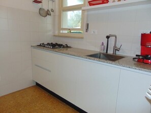 Fridge, cookware/dishes/utensils
