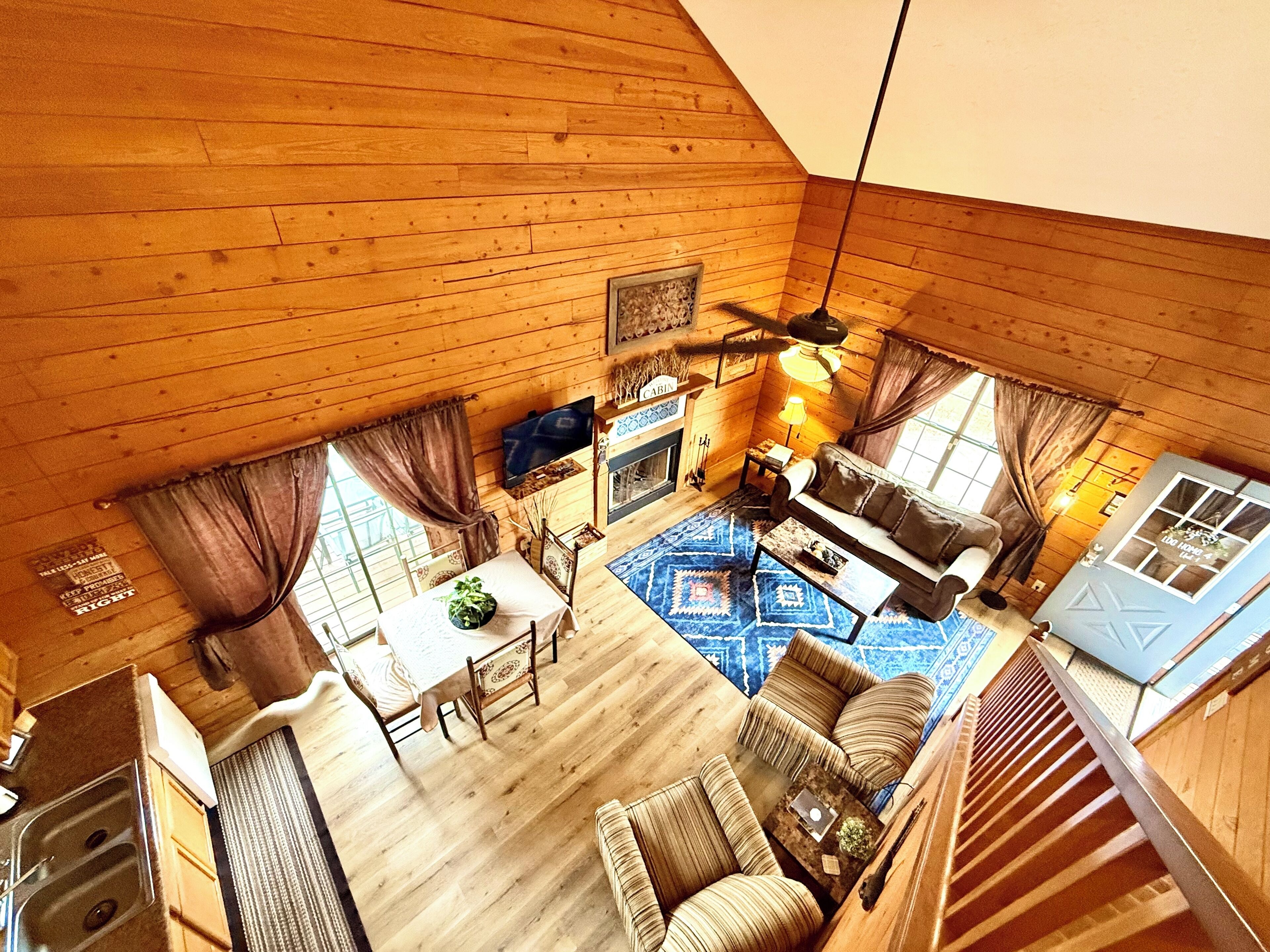 Smart TV, fireplace, DVD player, books
