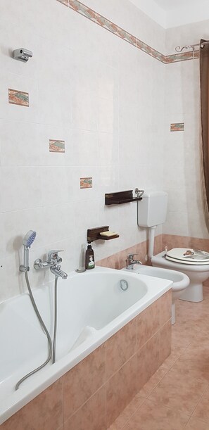 Ensemble douche/baignoire, sèche-cheveux, bidet, serviettes fournies
