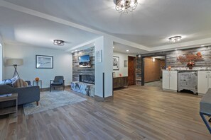 TV, fireplace, DVD player