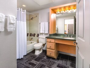 Hair dryer, towels, toilet paper