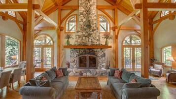 Smart TV, fireplace, video games, DVD player