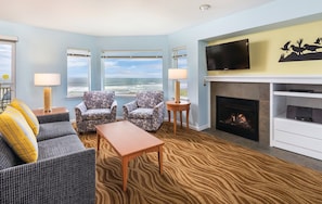 TV, fireplace, DVD player, stereo