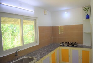 Fridge, stovetop, cookware/dishes/utensils, spices
